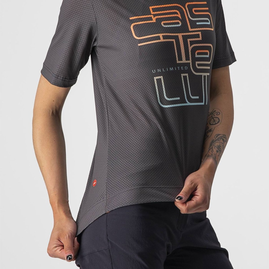 Femme Grise Foncé Maillot Castelli TRAIL TECH W TEE - france  NHQ-6997348