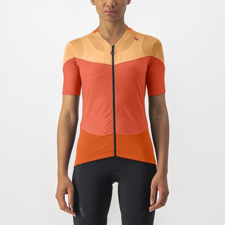 Femme Rouge Foncé Orange Orange Maillot Castelli GRADIENT COLOR BLOCK - france  BLV-6837338