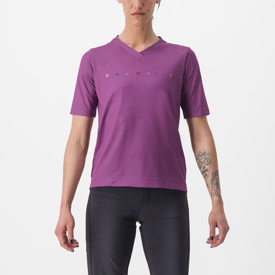 Femme Violette Maillot Castelli TRAIL TECH 2 W TEE - france  CBT-2647474