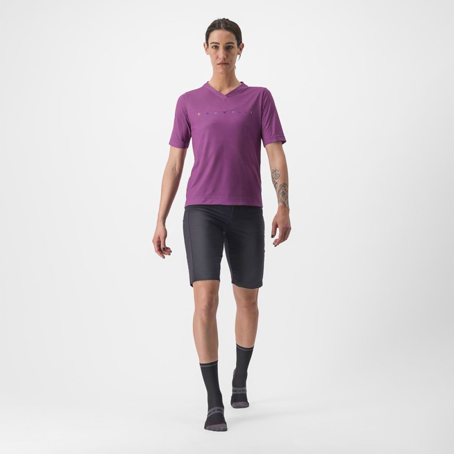 Femme Violette Maillot Castelli TRAIL TECH 2 W TEE - france  CBT-2647474